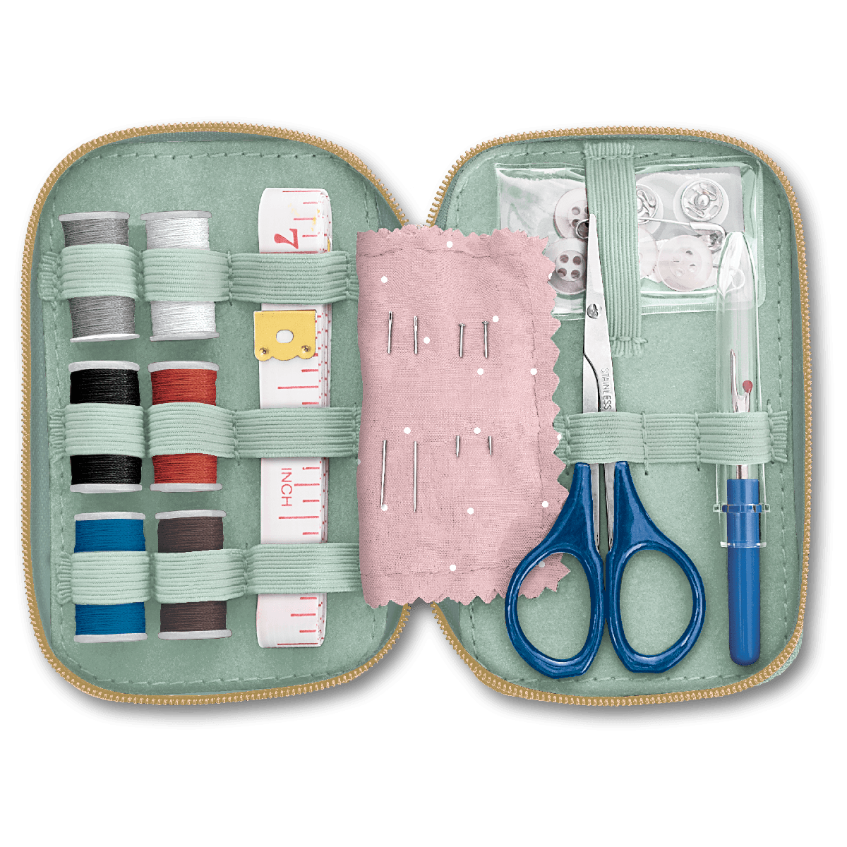 Compact Sewing Kit | Green Jacobean