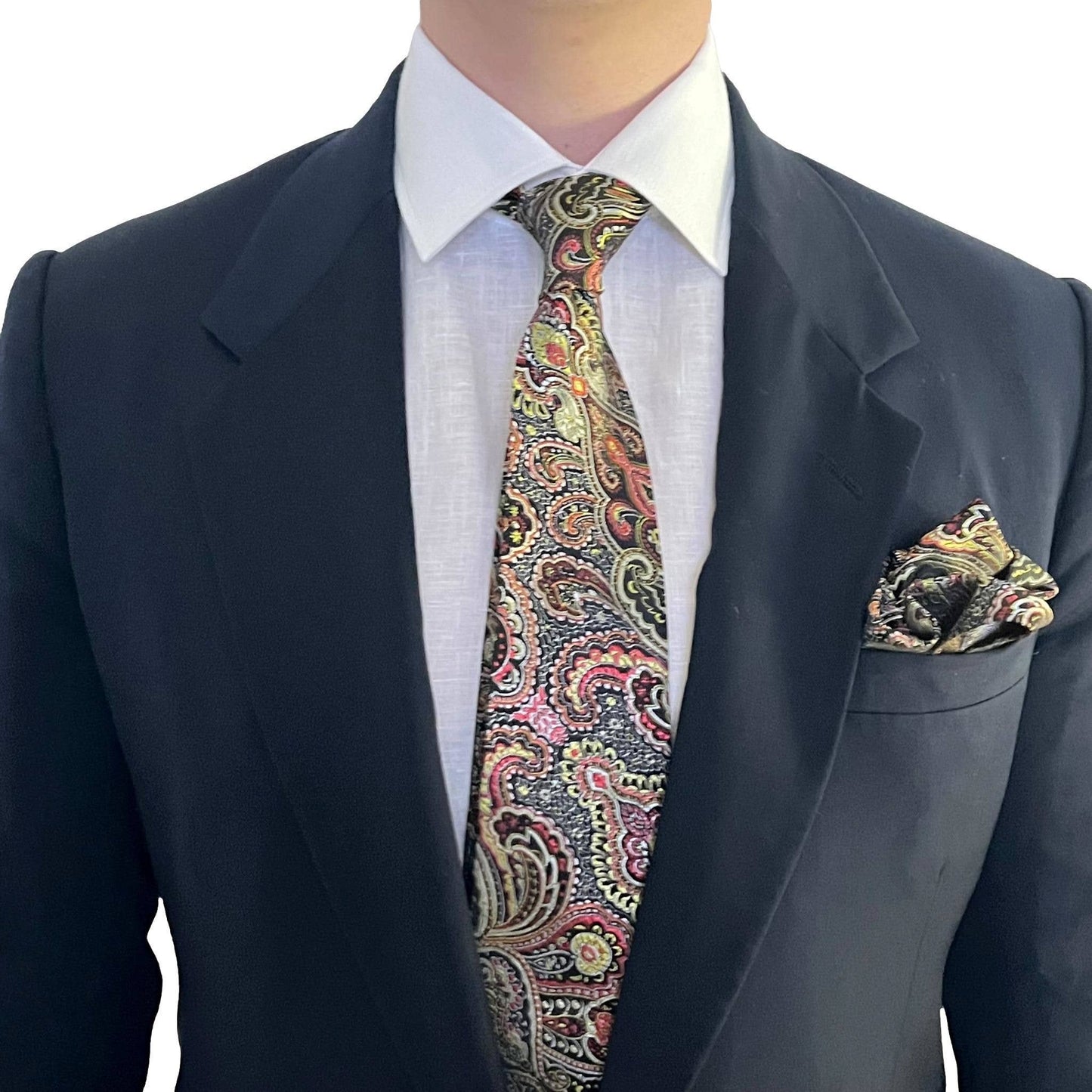 Paisley Pattern Brocade Men's Necktie | Red/Black