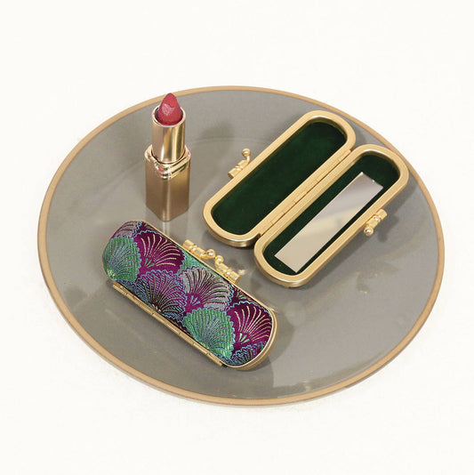 Seashell Brocade Lipstick Holder with Mirror
