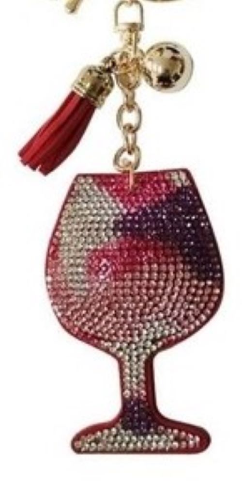 Keyring Bag Charm | Rhinestone Wine Glass