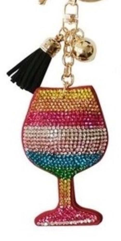 Keyring Bag Charm | Rhinestone Wine Glass