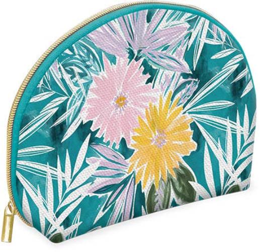 Canvas Cosmetic Bag | Teal Floral