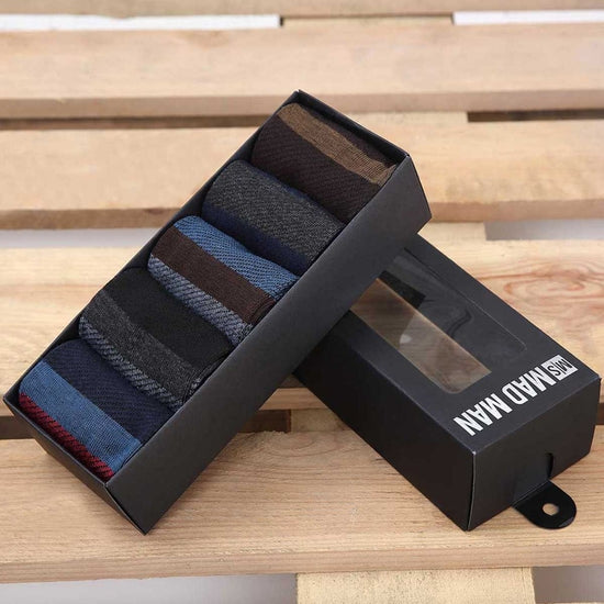 5-Pair Set Men's Crew Socks | Striped