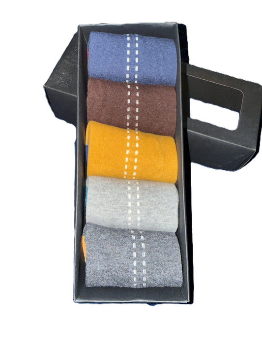 Men's Socks - 5 Boxed Pair | Dotted Color Block