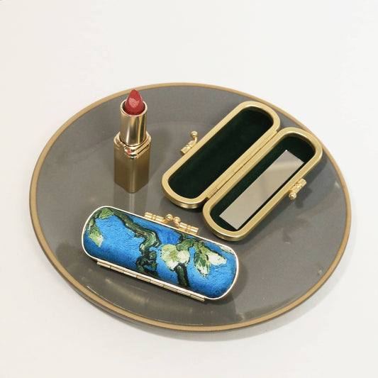 artist painting lipstick case w/ mirror | Van Gogh Almond Blossom Tree