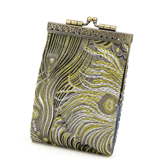 Peacock Pattern RFID Card Wallet | Gray/Gold