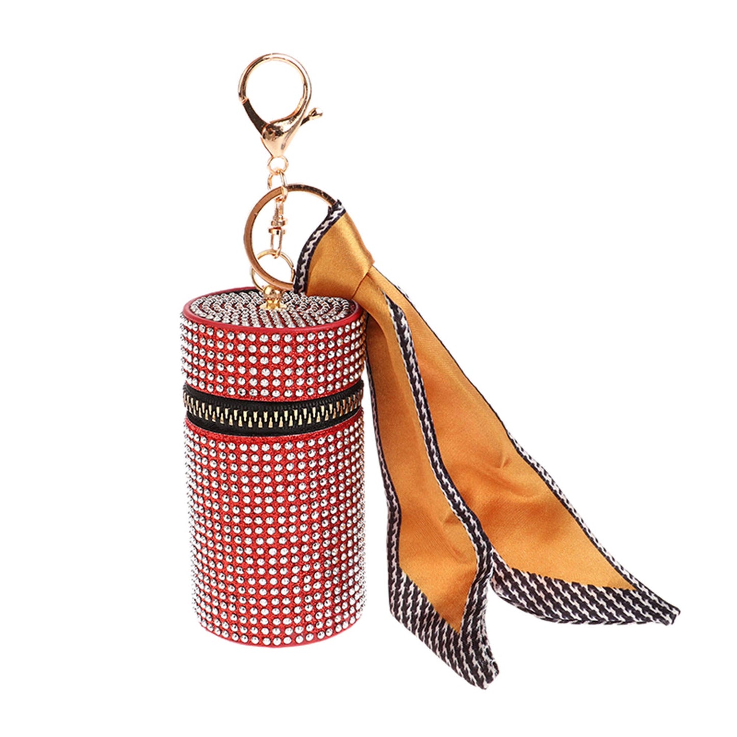 Studded Glitter Keychain Lipstick Case