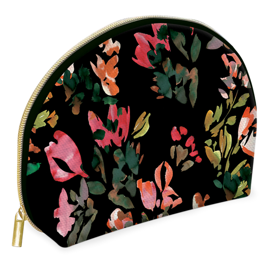 Canvas Cosmetic Bag | Black Floral