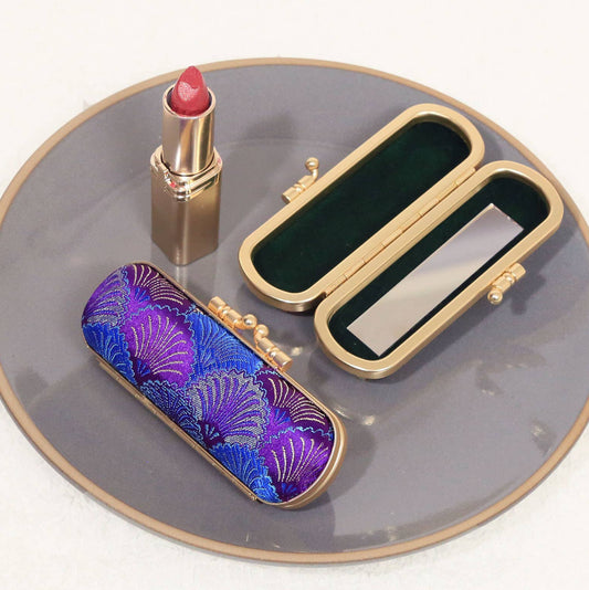 Seashell Pattern Mirrored Lipstick Case | Purple/Blue