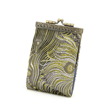 Brocade Peacock Print RFID Credit Card Wallet