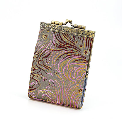 Brocade Peacock Print RFID Credit Card Wallet