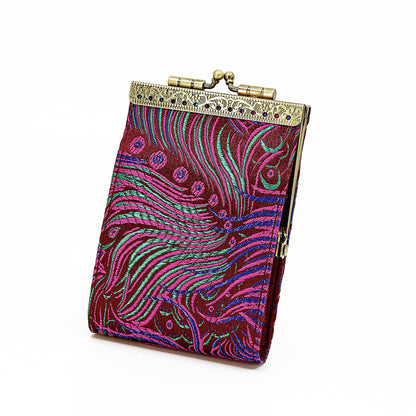 Brocade Peacock Print RFID Credit Card Wallet