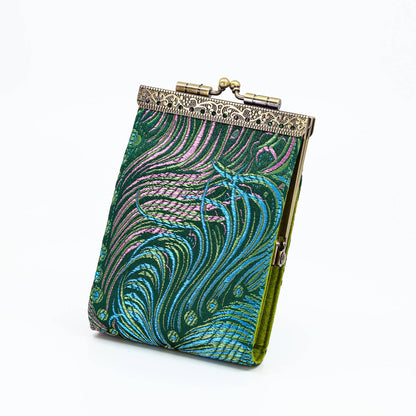 Brocade Peacock Print RFID Credit Card Wallet