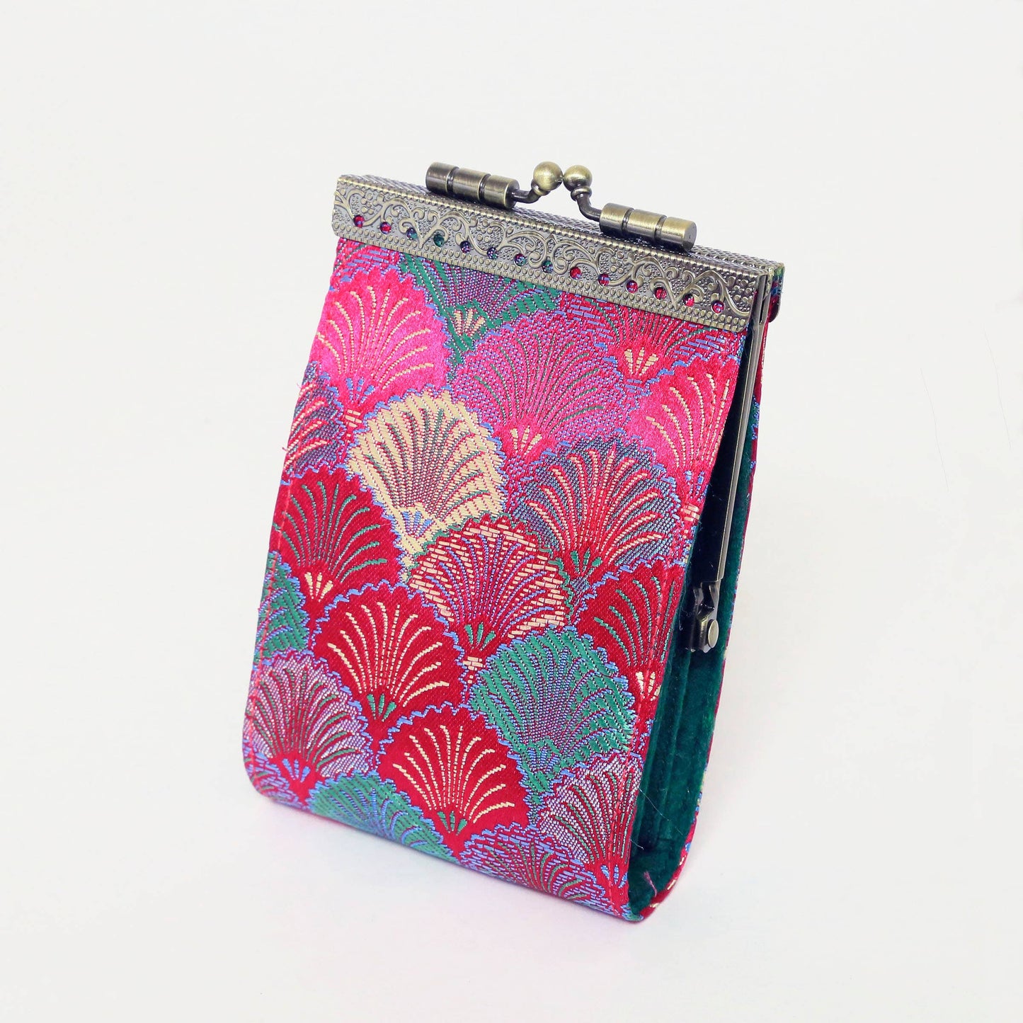Brocade Seashell Print RFID Credit Card Wallet