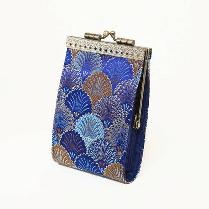 Brocade Seashell Print RFID Credit Card Wallet