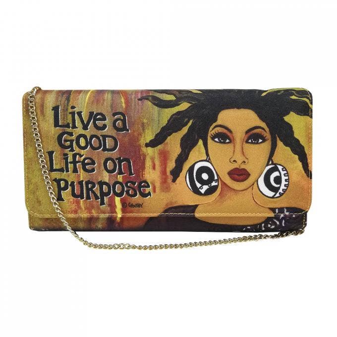 Canvas Statement Clutch | Live A Good Life On Purpose