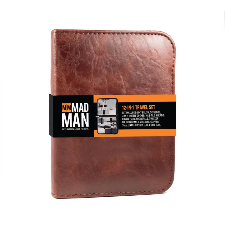 Men's Vegan Leather Travel Grooming Kit