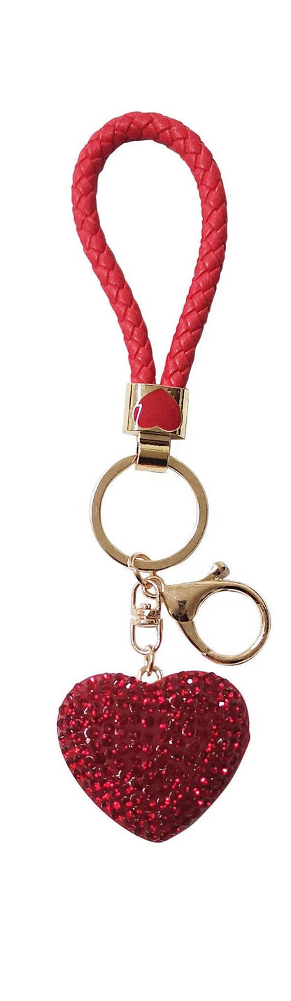 heart rhinestone keychain with strap