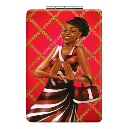 African American Expressions Rectangular Compact Mirror | Lady in Red