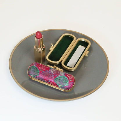 Brocade Seashell Print Lipstick Case w/ Mirror