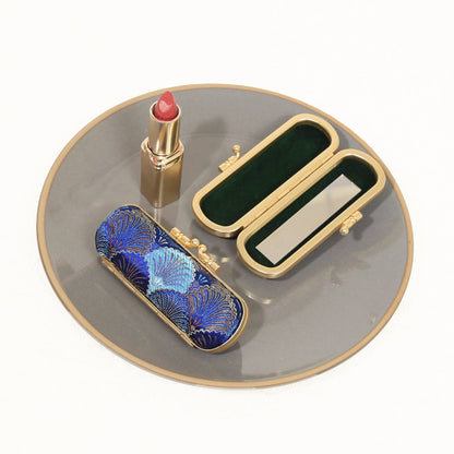 Brocade Seashell Print Lipstick Case w/ Mirror