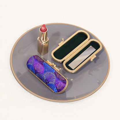 Brocade Seashell Print Lipstick Case w/ Mirror
