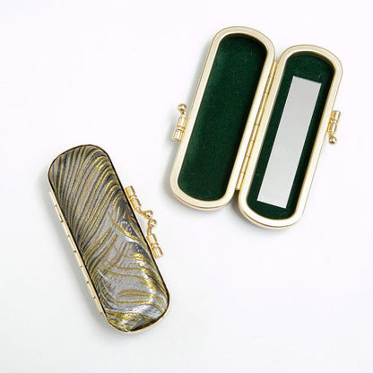 Peacock Brocade Lipstick Holder with Mirror