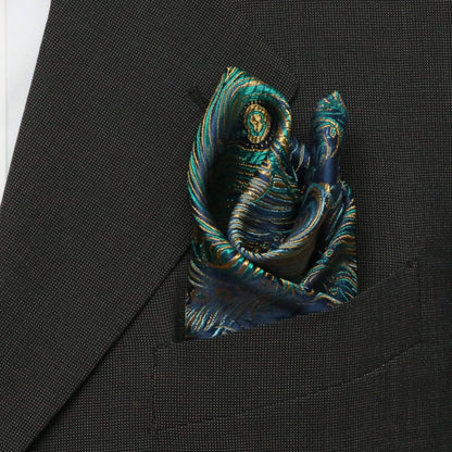 Peacock Pattern Brocade Pocket Square