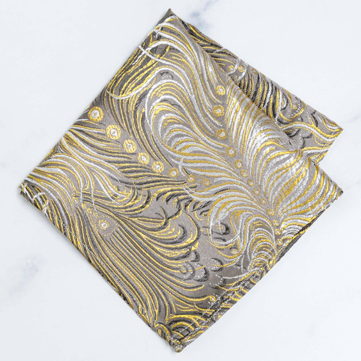Peacock Pattern Brocade Pocket Square