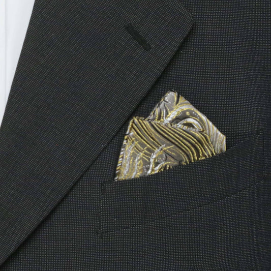 Peacock Pattern Brocade Men’s Tie | Gray & Gold