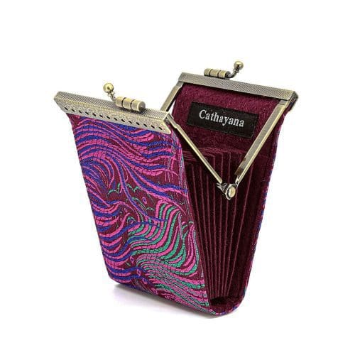 Peacock Brocade RFID Card Holder | Purple & Blue