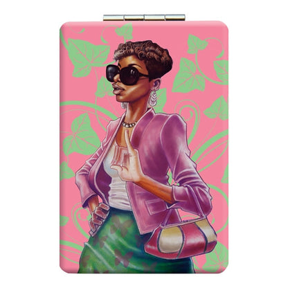 African American Expressions Rectangular Compact Mirror | Pink & Green