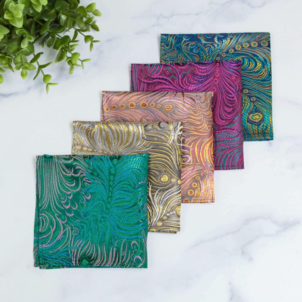 Peacock Pattern Brocade Pocket Square