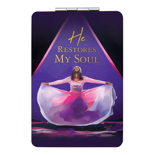 African American Expressions Compact Mirror | He Restores My Soul