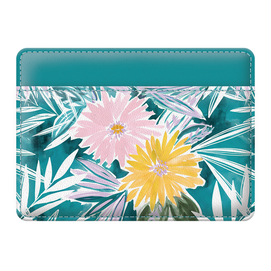 Statement Credit Card Wallet | Teal Floral