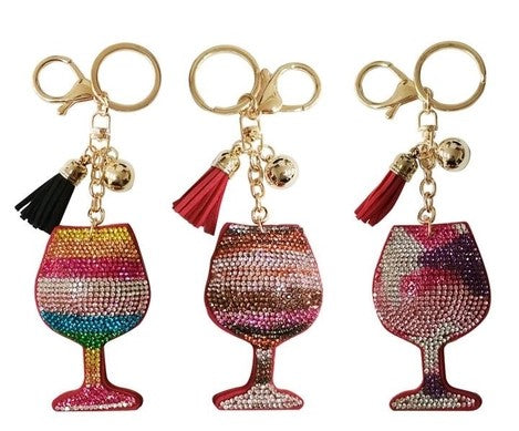 wine glass keychain