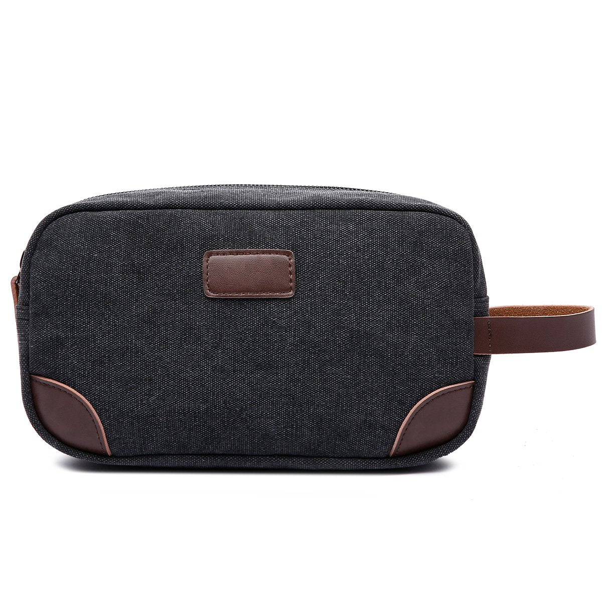 men's canvas and leather toiletry bag