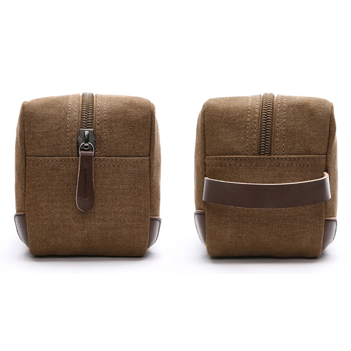 men's canvas and leather toiletry bag