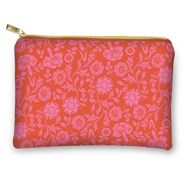 vegan leather accessory pouch | Orange Floral