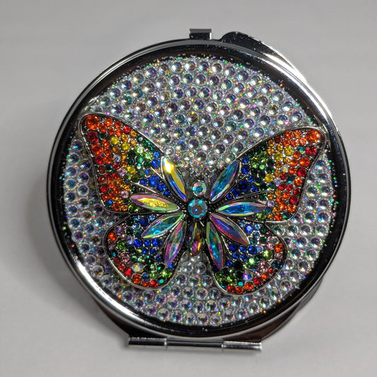 handmade compact mirror | Rainbow Butterfly