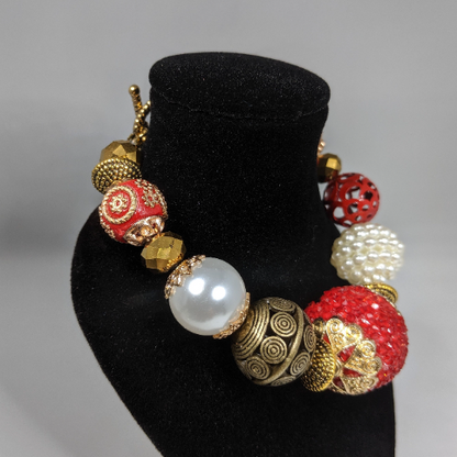 handmade beaded bracelet | Red Sparkle
